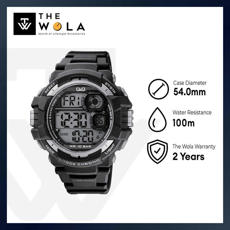 Q&Q Watch by Citizen M143J002Y Men Digital Watch with Black Resin Strap