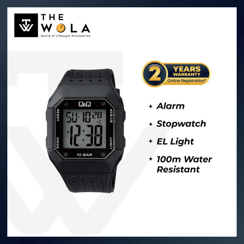 Q&Q Watch by Citizen M158J001Y Men Digital Watch with Black Rubber Strap