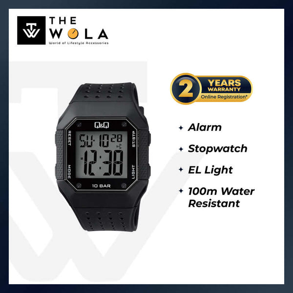 Q&Q Watch by Citizen M158J001Y Men Digital Watch with Black Rubber Strap