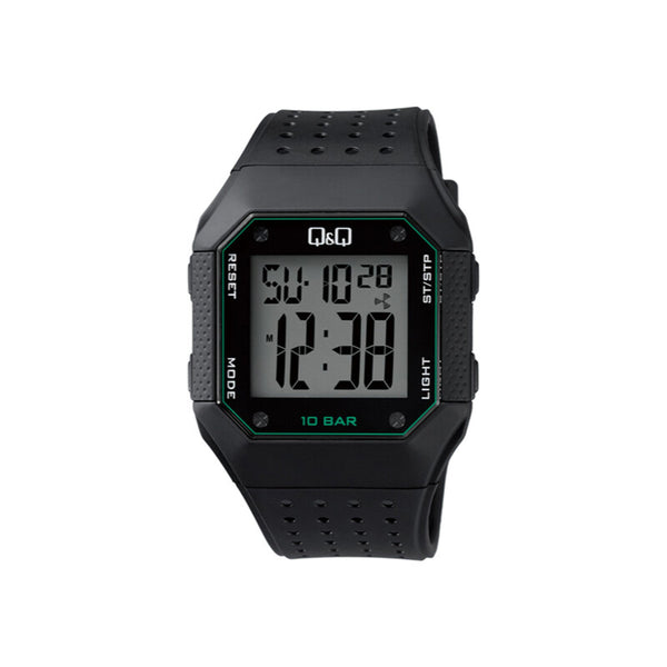 Q&Q Watch by Citizen M158J004Y Men Digital Watch with Black Rubber Strap