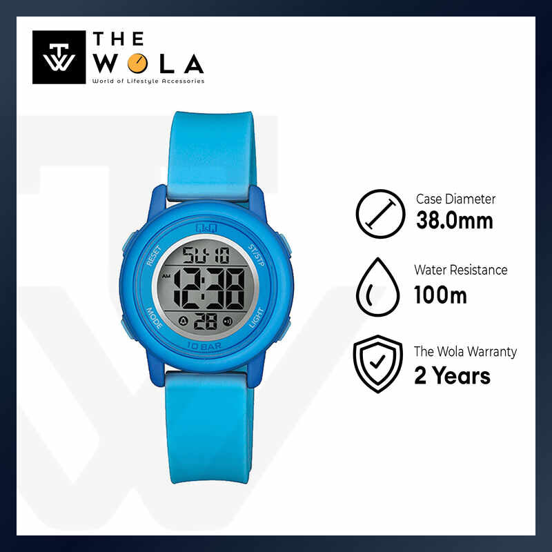 Q&Q Watch by Citizen M208J001Y Kids Digital Watch with Blue Rubber Strap