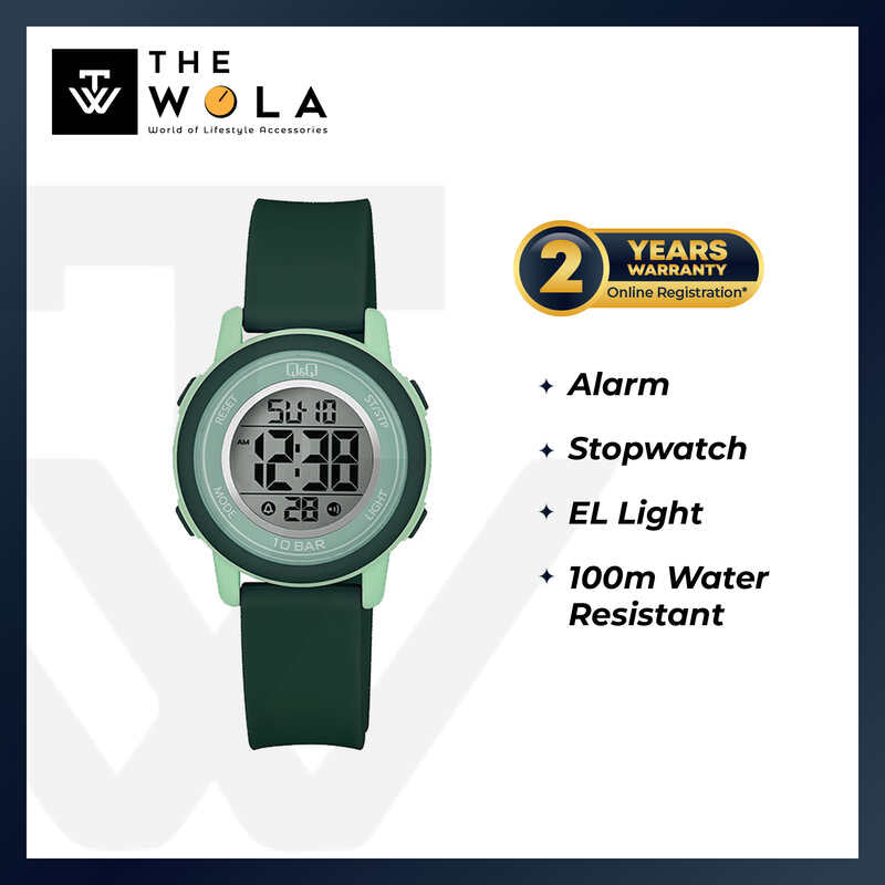 Q&Q Watch by Citizen M208J003Y Kids Digital Watch with Green Rubber Strap