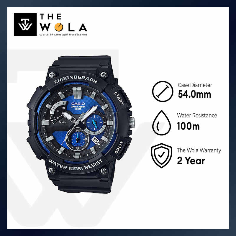 Casio Men Chronograph Watch MCW-200H-2A Black Resin Strap