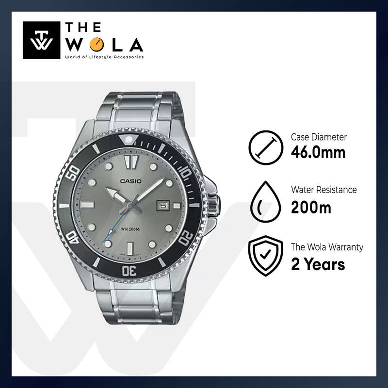 Casio MDV-107D-8A Men Analog Watch Silver Stainless Steel Strap