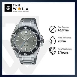 Casio MDV-107D-8A Men Analog Watch Silver Stainless Steel Strap