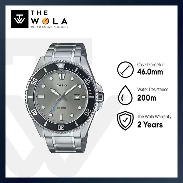 Casio MDV-107D-8A Men Analog Watch Silver Stainless Steel Strap