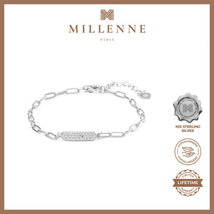 MILLENNE Millennia 2000 Embellished Chain Link Cubic Zirconia Rhodium Bracelet with 925 Sterling Silver