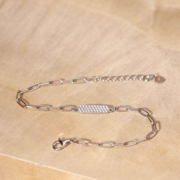MILLENNE Millennia 2000 Embellished Chain Link Cubic Zirconia Rhodium Bracelet with 925 Sterling Silver