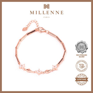 MILLENNE Made For The Night Bold Studded Cubic Zirconia Rose Gold Bracelet with 925 Sterling Silver