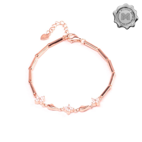 MILLENNE Made For The Night Bold Studded Cubic Zirconia Rose Gold Bracelet with 925 Sterling Silver