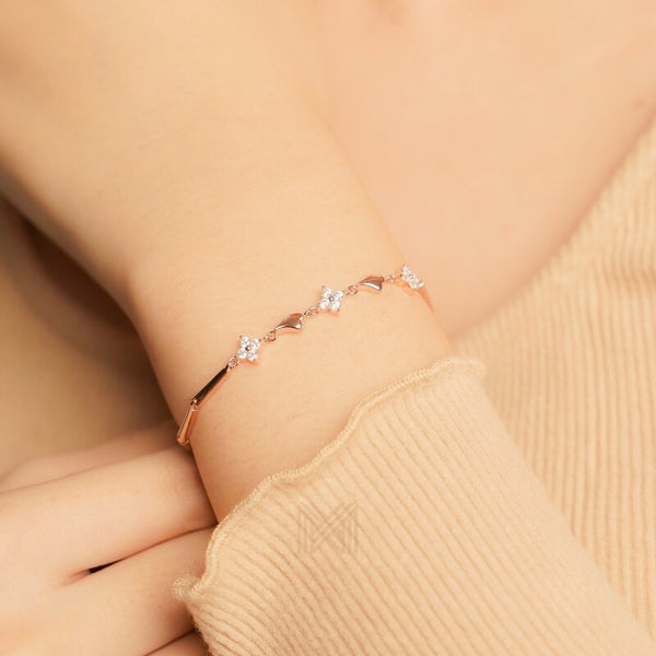 MILLENNE Made For The Night Bold Studded Cubic Zirconia Rose Gold Bracelet with 925 Sterling Silver