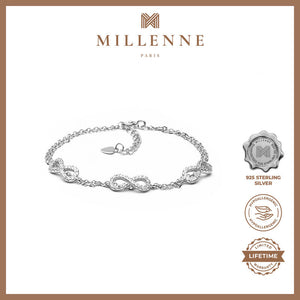 MILLENNE Millennia 2000 Infinity Cubic Zirconia Silver Bracelet with 925 Sterling Silver