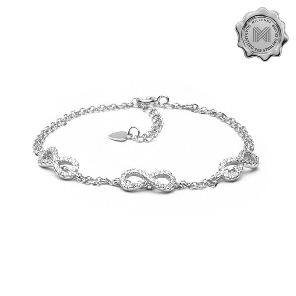 MILLENNE Millennia 2000 Infinity Cubic Zirconia Silver Bracelet with 925 Sterling Silver