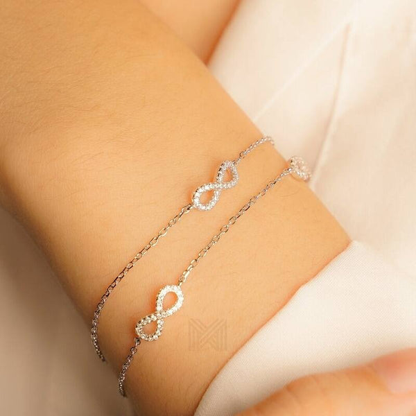 MILLENNE Millennia 2000 Infinity Cubic Zirconia Silver Bracelet with 925 Sterling Silver