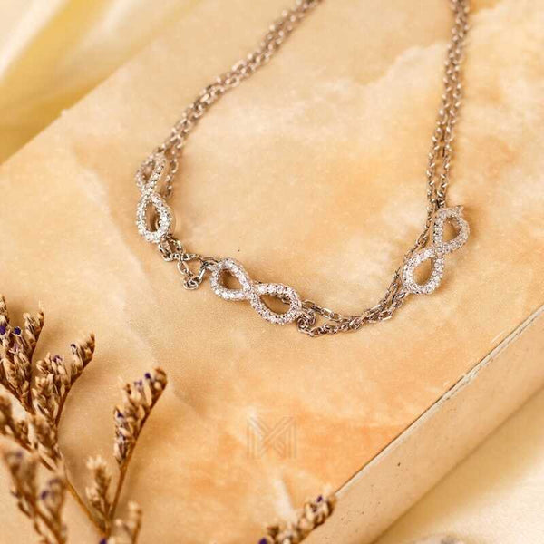 MILLENNE Millennia 2000 Infinity Cubic Zirconia Silver Bracelet with 925 Sterling Silver