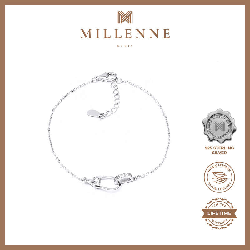 MILLENNE Millennia 2000 Horse Snaffle Cubic Zirconia Silver Bracelet with 925 Sterling Silver