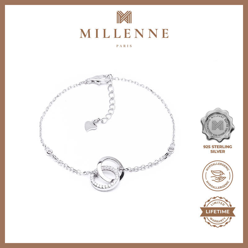 MILLENNE Made For The Night Links Cubic Zirconia Silver Bracelet with 925 Sterling Silver