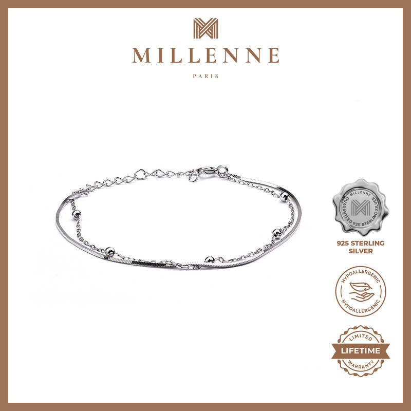 MILLENNE Millennia 2000 Circle Beads White Gold Bracelet with 925 Sterling Silver