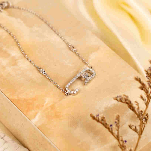 MILLENNE Millennia 2000 Open Oval Studded Cubic Zirconia White Gold Bracelet with 925 Sterling Silver