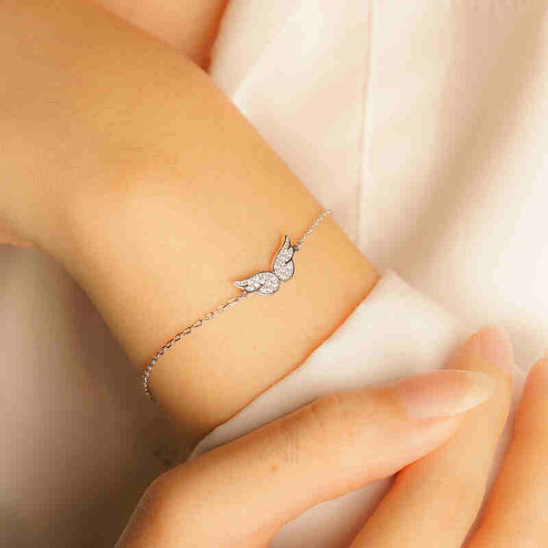 MILLENNE Millennia 2000 Studded Butterfly Filgree in Cubic Zirconia White Gold Bracelet with 925 Sterling Silver