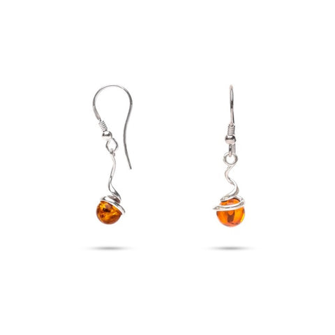 MILLENNE Multifaceted Baltic Amber Pill Silver Earrings with 925 Sterling Silver