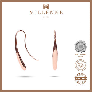 MILLENNE Minimal Eggplant Rose Gold Threader Earrings with 925 Sterling Silver