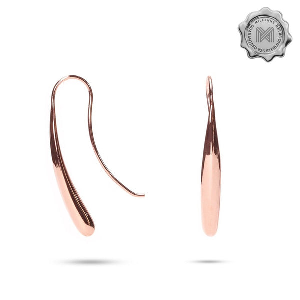 MILLENNE Minimal Eggplant Rose Gold Threader Earrings with 925 Sterling Silver