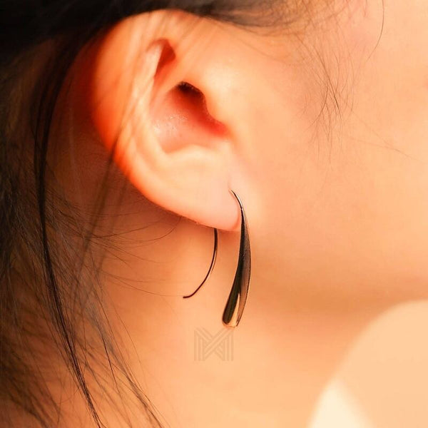 MILLENNE Minimal Eggplant Rose Gold Threader Earrings with 925 Sterling Silver