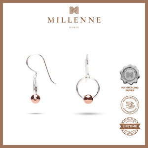 MILLENNE Minimal Ball Rose Gold Hook Earrings with 925 Sterling Silver