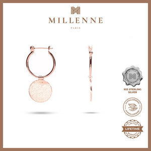 MILLENNE Minimal Flat Circle Disc Rose Gold Hoop Earrings with 925 Sterling Silver