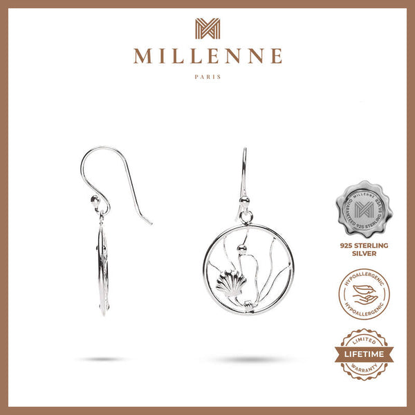 MILLENNE Millennia 2000 Oyster Shell Rose Gold Hook Earrings with 925 Sterling Silver