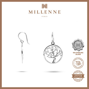 MILLENNE Millennia 2000 Scattered Tree of Life Dangle Rose Gold Hook Earrings with 925 Sterling Silver