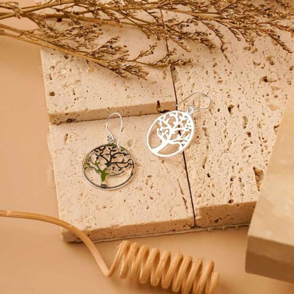 MILLENNE Millennia 2000 Scattered Tree of Life Dangle Rose Gold Hook Earrings with 925 Sterling Silver