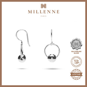 MILLENNE Minimal Faceted Ball Open Circle Rose Gold Hook Earrings with 925 Sterling Silver