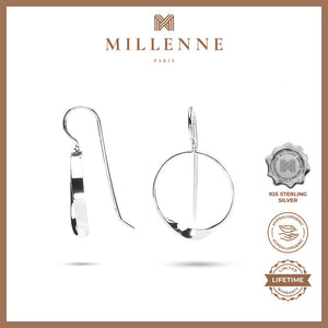 MILLENNE Minimal Circle Arched Silver Hook Earrings with 925 Sterling Silver
