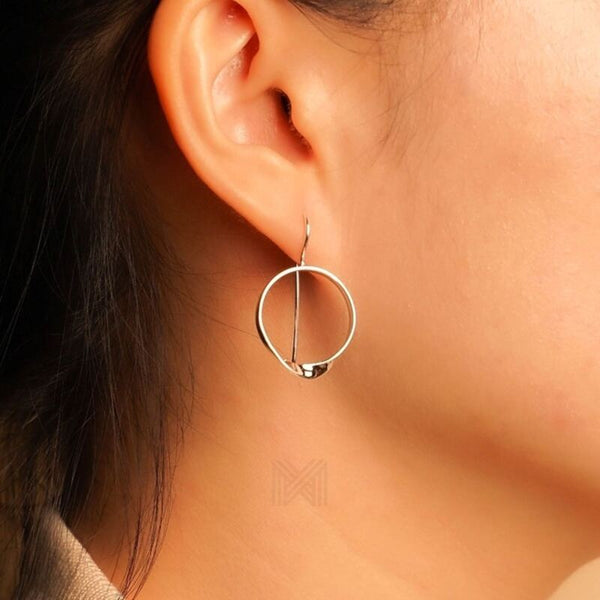 MILLENNE Minimal Circle Arched Silver Hook Earrings with 925 Sterling Silver