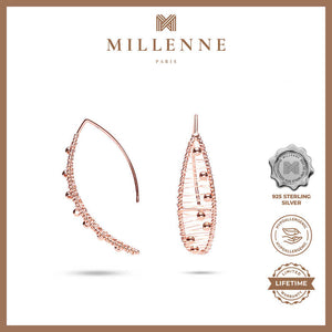MILLENNE Millennia 2000 Handmade Interlace Beaded Drop Rose Gold Threader Earrings with 925 Sterling Silver