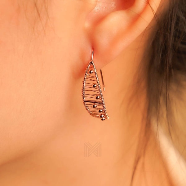 MILLENNE Millennia 2000 Handmade Interlace Beaded Drop Rose Gold Threader Earrings with 925 Sterling Silver