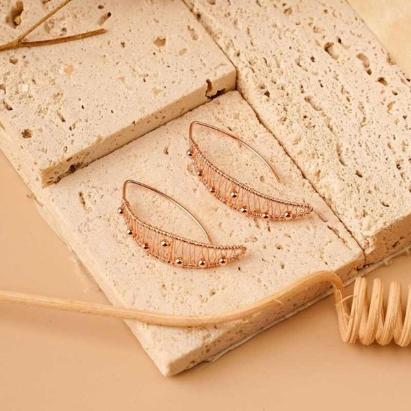 MILLENNE Millennia 2000 Handmade Interlace Beaded Drop Rose Gold Threader Earrings with 925 Sterling Silver