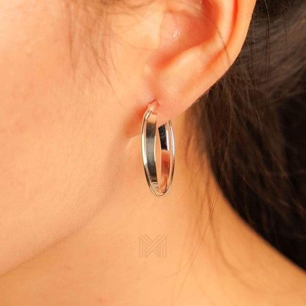 MILLENNE Minimal Criss Cross Stud Silver Hoop Earrings with 925 Sterling Silver