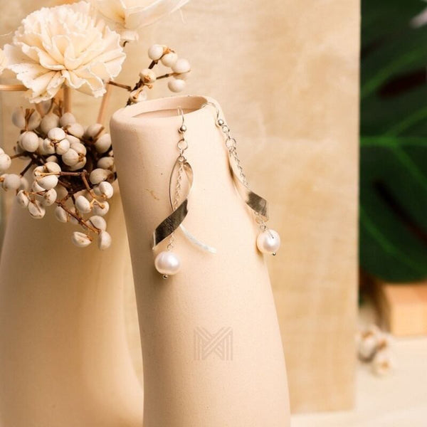 MILLENNE Millennia 2000 Freshwater Pearls Silver Hook Beaded With Fresh Water Pearls Silver Dangle Earrings with 925 Sterling Silver