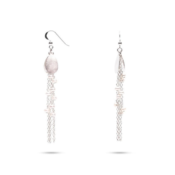 MILLENNE Millennia 2000 Freshwater Pearls Earrings Beaded Silver Dangle Earrings with 925 Sterling Silver