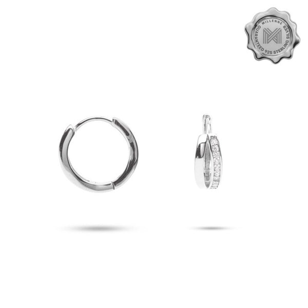 MILLENNE Made For The Night Double Lined Cubic Zirconia Rhodium Hoop Earrings with 925 Sterling Silver
