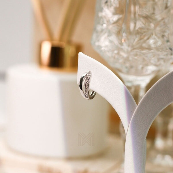 MILLENNE Made For The Night Double Lined Cubic Zirconia Rhodium Hoop Earrings with 925 Sterling Silver