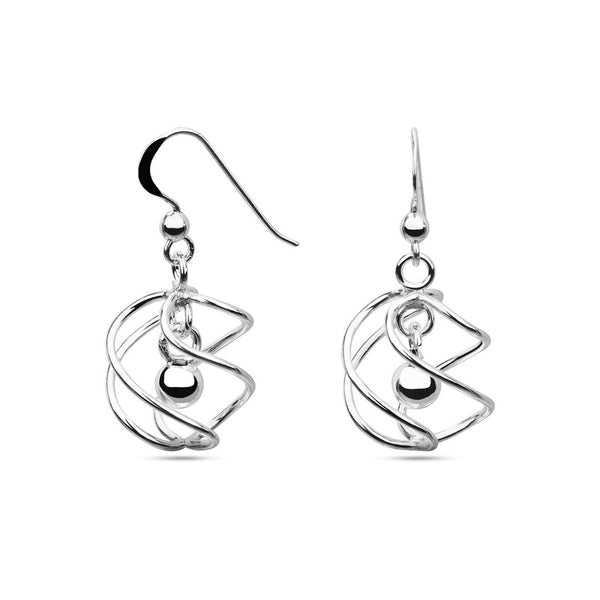 MILLENNE Millennia 2000 Intertwined Ball Hook Silver Dangle Earrings with 925 Sterling Silver