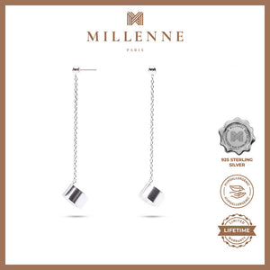 MILLENNE Minimal Ball Earring and Ear Cuff  Silver Chain Earrings with 925 Sterling Silver