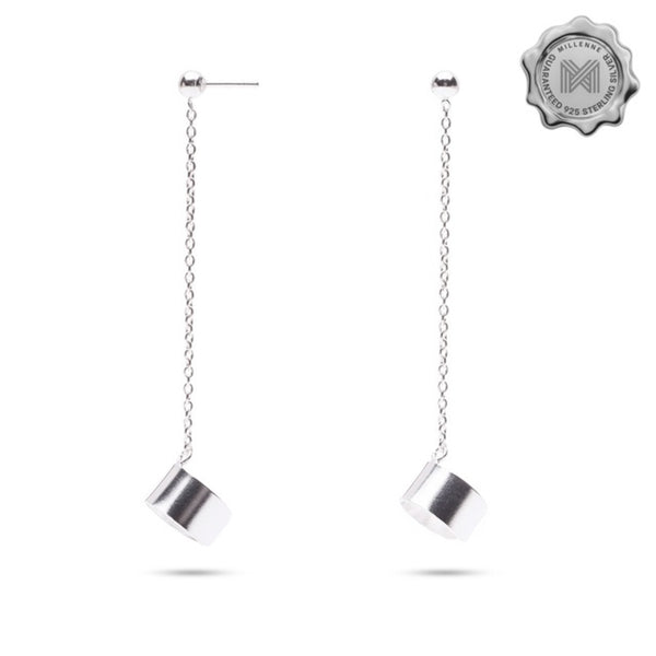 MILLENNE Minimal Ball Earring and Ear Cuff  Silver Chain Earrings with 925 Sterling Silver