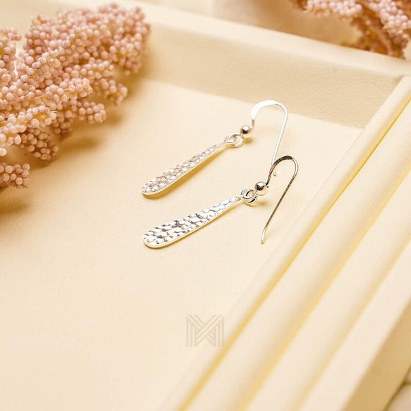 MILLENNE Minimal Textured Teardrop Silver Hook Earrings with 925 Sterling Silver