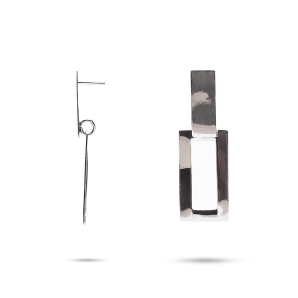 MILLENNE Minimal Rectangle Silver Stud Earrings with 925 Sterling Silver