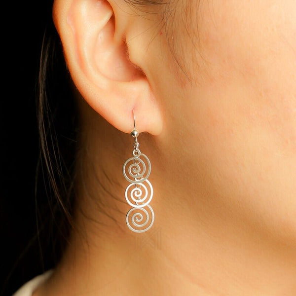 MILLENNE Millennia 2000 Hook Multi Spiral Silver Dangle Earrings with 925 Sterling Silver